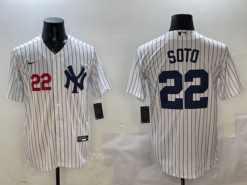 Men New York Yankees #22 Soto White Stripe Game 2025 Nike MLB Jersey style 2->new york yankees->MLB Jersey